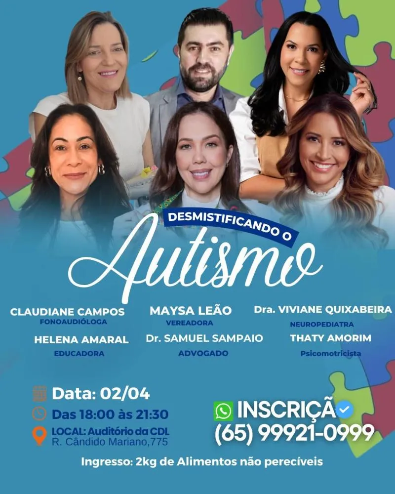 Desmistificando o Autismo’: evento gratuito em Cuiabá promove inclusão e conhecimento sobre o TEA
