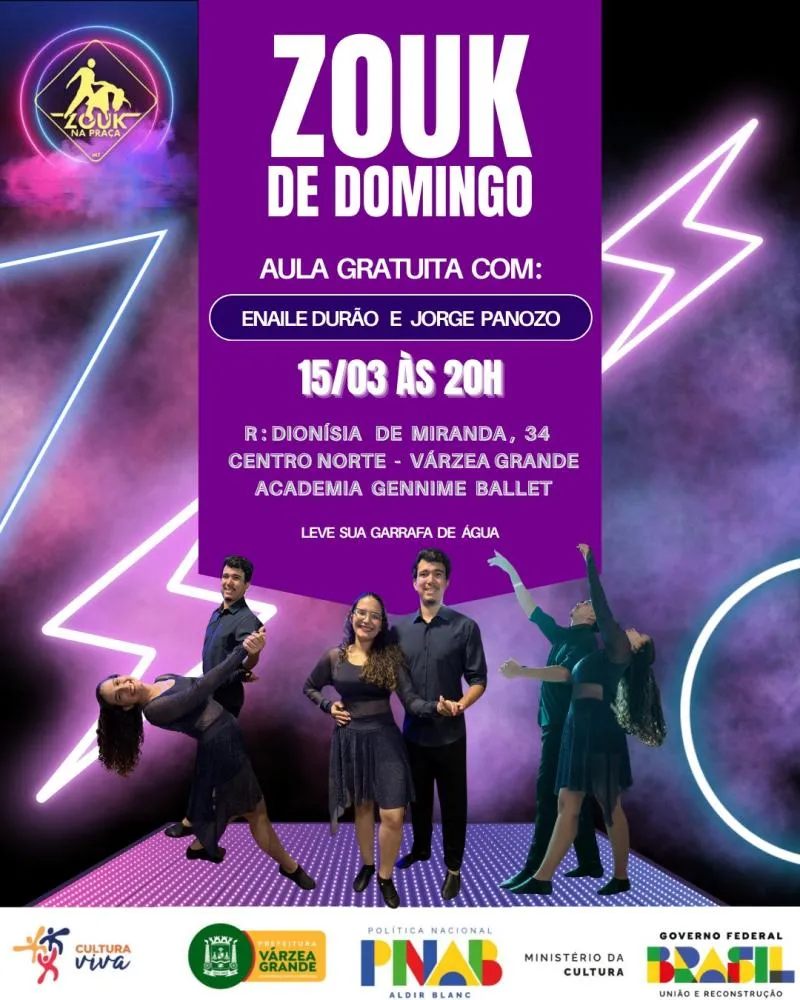 DANÇA Aula gratuita de Zouk convida comunidade para dançar em Várzea Grande