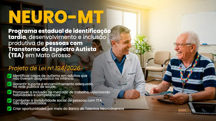 Chico Guarnieri propõe programa para diagnóstico tardio e inclusão de autistas no mercado de trabalho em MT