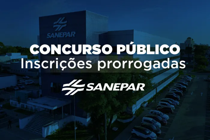 Inscrições para concurso público da Sanepar são prorrogadas até 21 de outubroAs taxas de inscrição são de R$ 60,00 para a especialidade de nível médio; R$ 80,00 para especialidades de nível técnico e R$ 100,00 para especial...