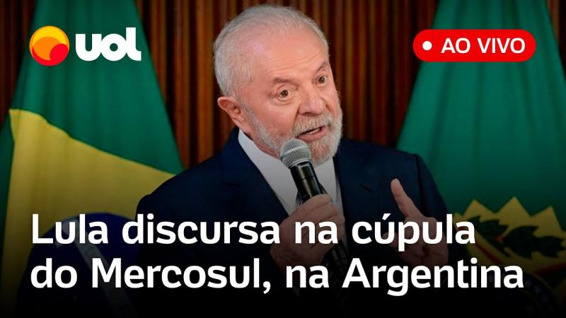Lula fala ao vivo na cúpula do Mercosul, com Javier Milei, em Buenos Aires, na Argentina