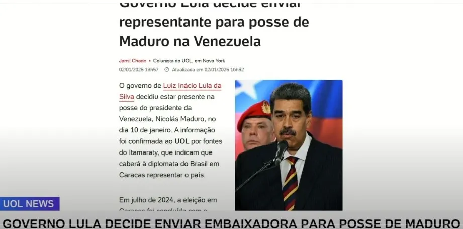 Governo Lula decide enviar representante para posse de Maduro na Venezuela