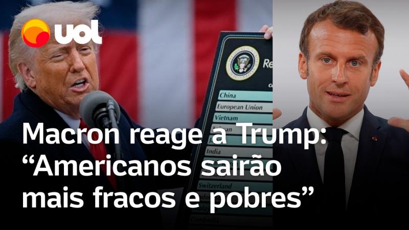 Macron chama tarifa de Trump de brutal e diz que americanos ficarão 'mais fracos e pobres'